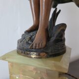 Spelter lamp statuette by Bruchon