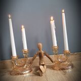 DuO pink glass candle holders