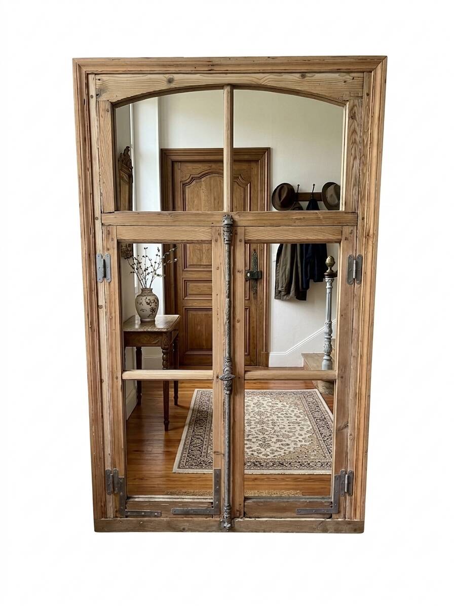 Pine window mirror from the 19th century.