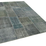 Handmade oriental contemporary 171 cm x 239 cm grey patchwork carpet