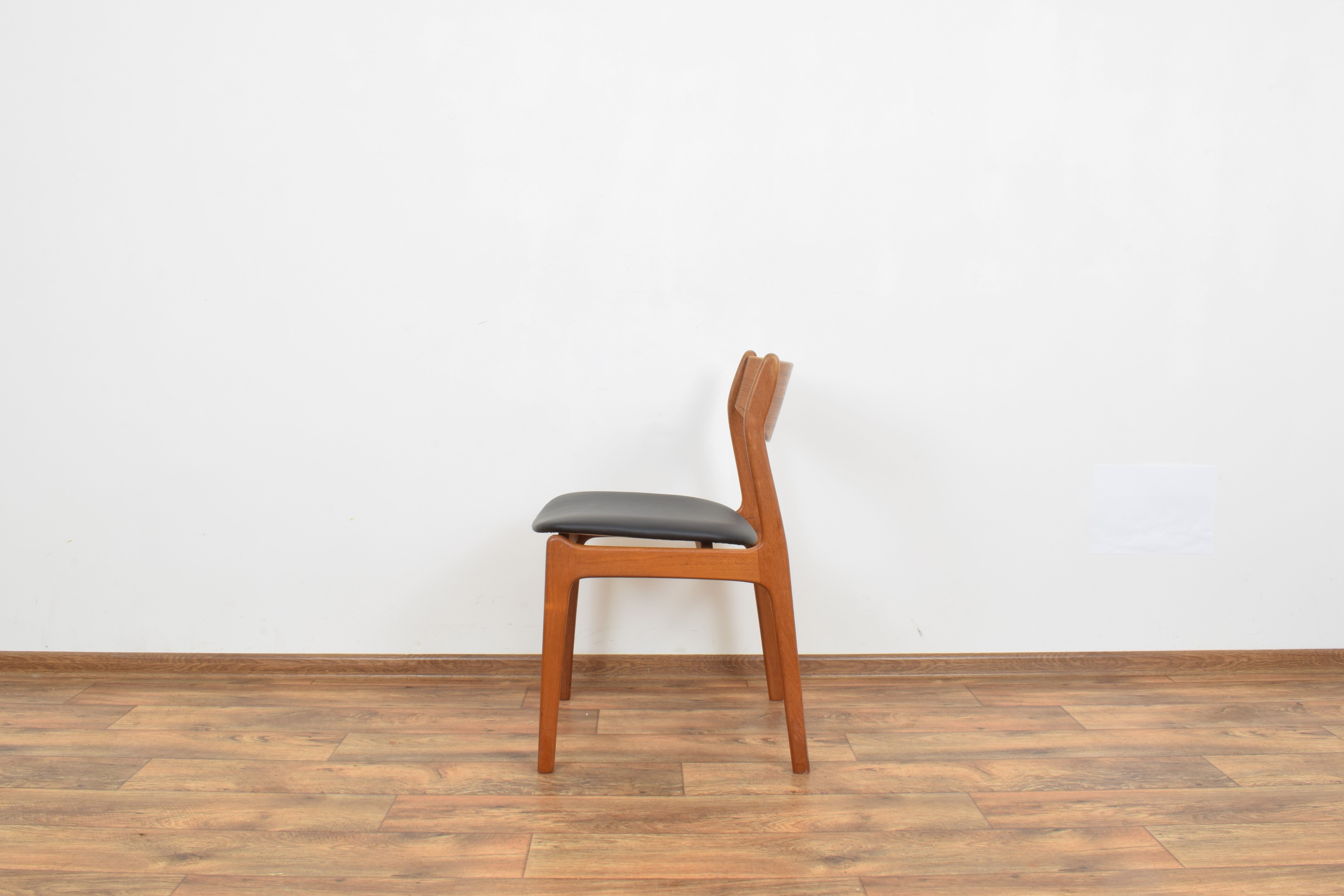 Mid-century danish teak & leather dining chair by P.E. Jørgensen for Farsø Stolefabrik, 1960s