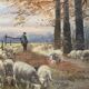Impressionist painting "Shepherd and his sheep" 19th century signed Barbizon