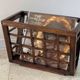 Vintage woven oak magazine rack