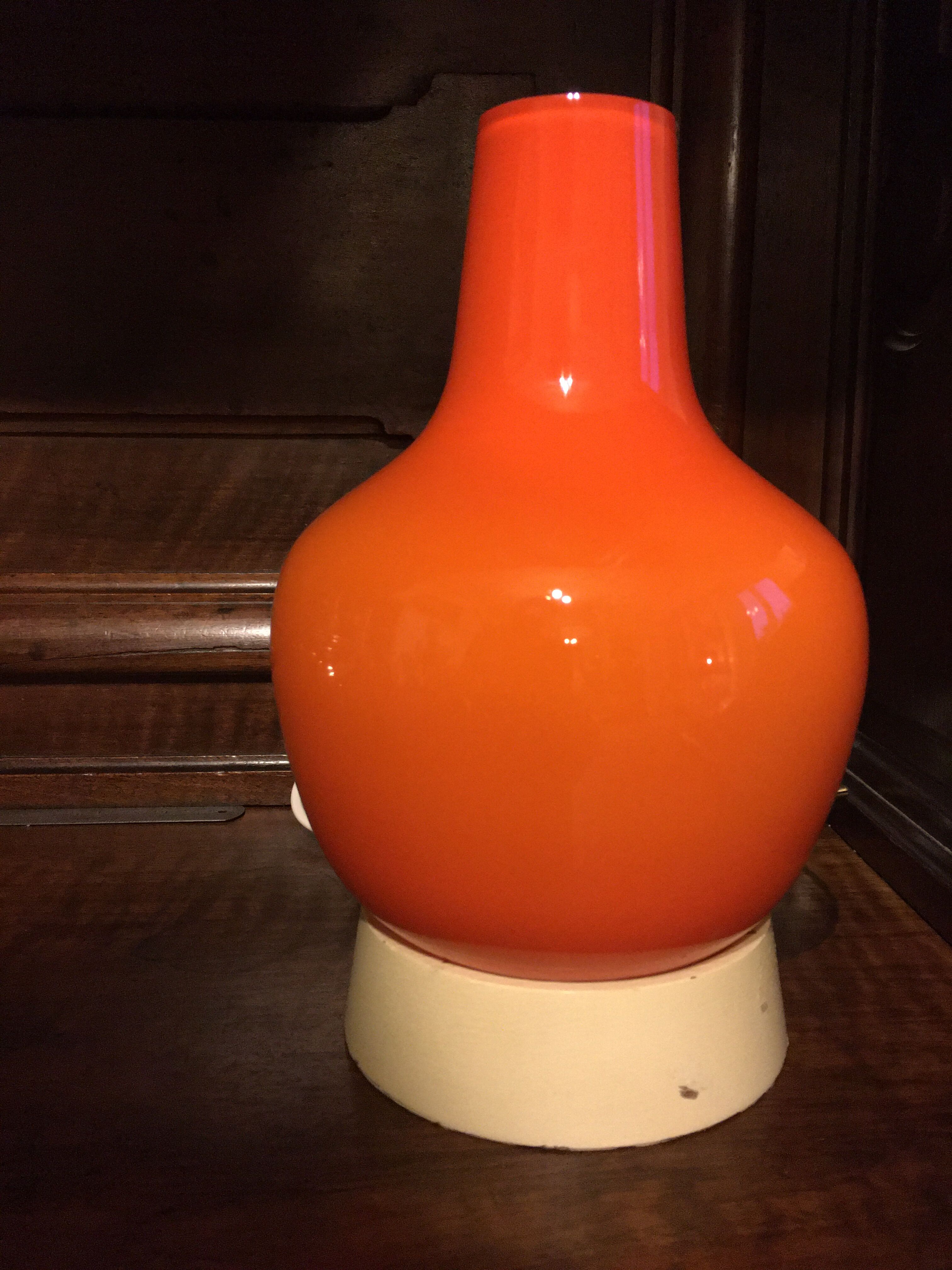 60'S vintage orange opaline lamp