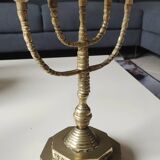 5-branched Jewish menorah/candlestick. Dedicated to mourning. In gilded bronze.