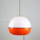 Space Age Italian Orange Plexiglass and Brass Pendant Lamp, 1970s