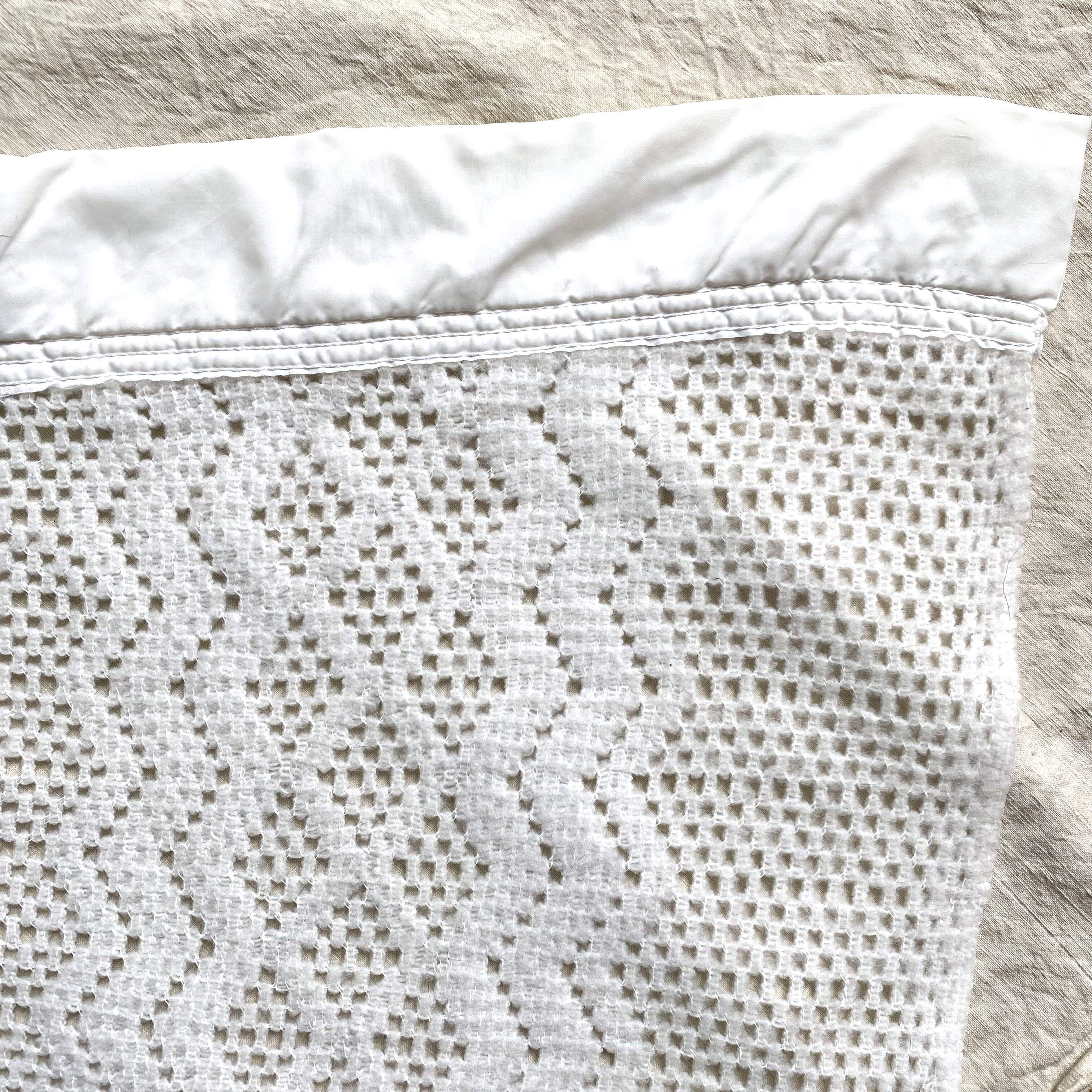 Dessus de lit en laine tricoté vintage 220x240