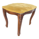 Antique wooden and velvet ottoman stool
