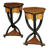 Decorative Italian Burl Maple and Birch wood Side Tables. 1950s