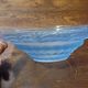 Art Deco blue glass centrepiece bowl with pansy decoration - 30 cm