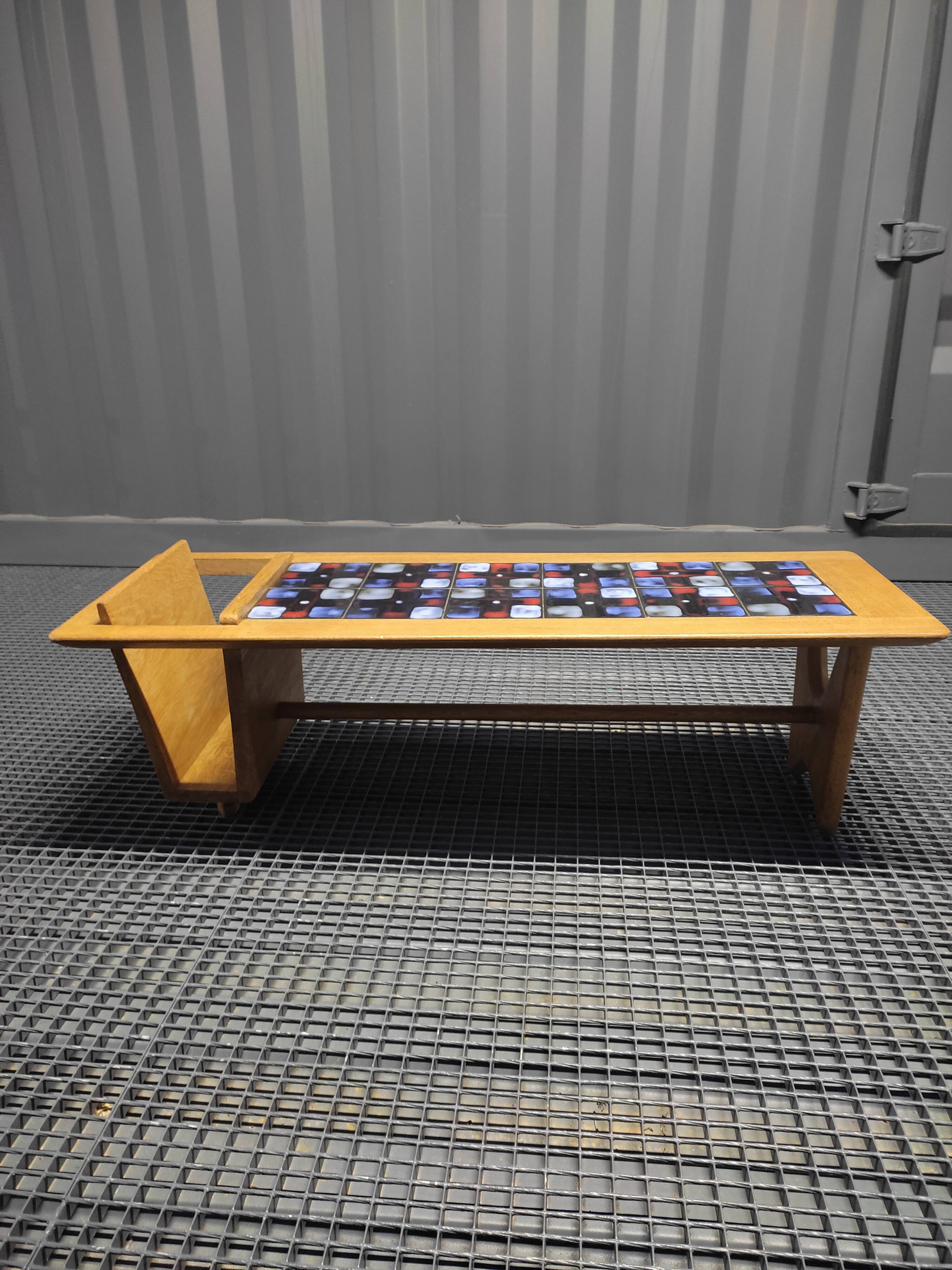 Oak coffee table by Guillerme and Chambron