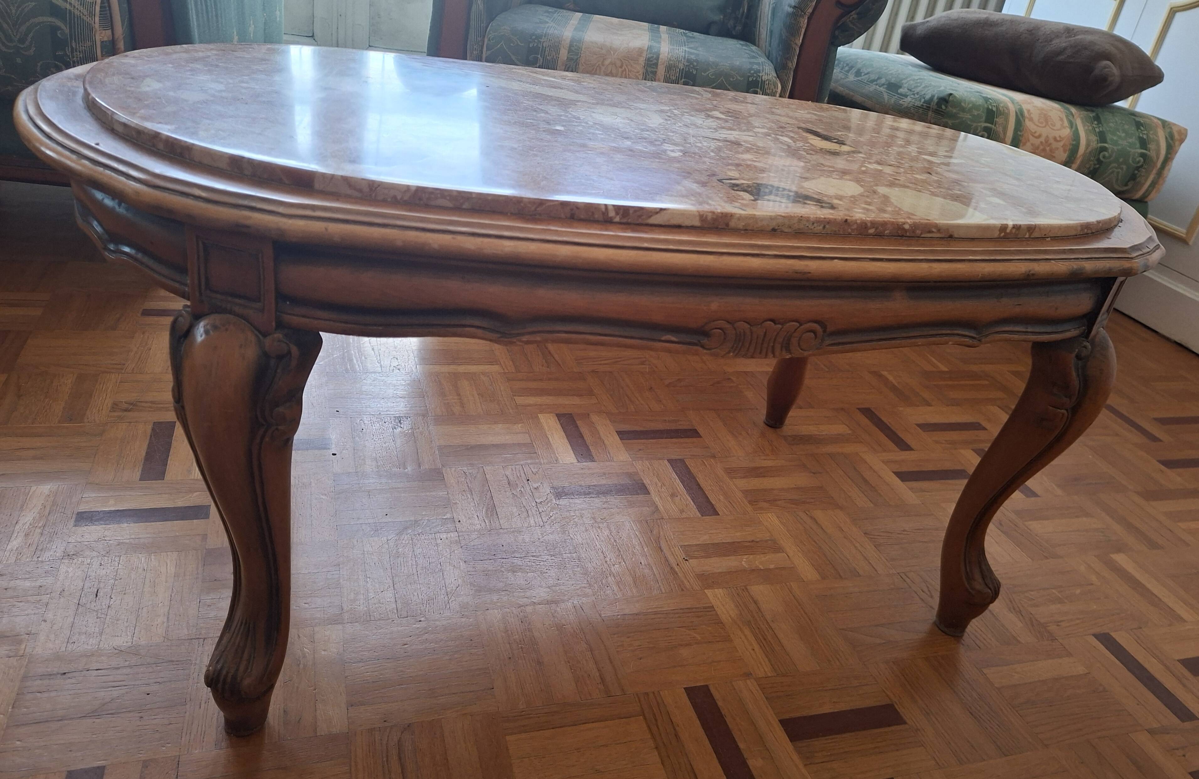 coffee table with a pink marble top
