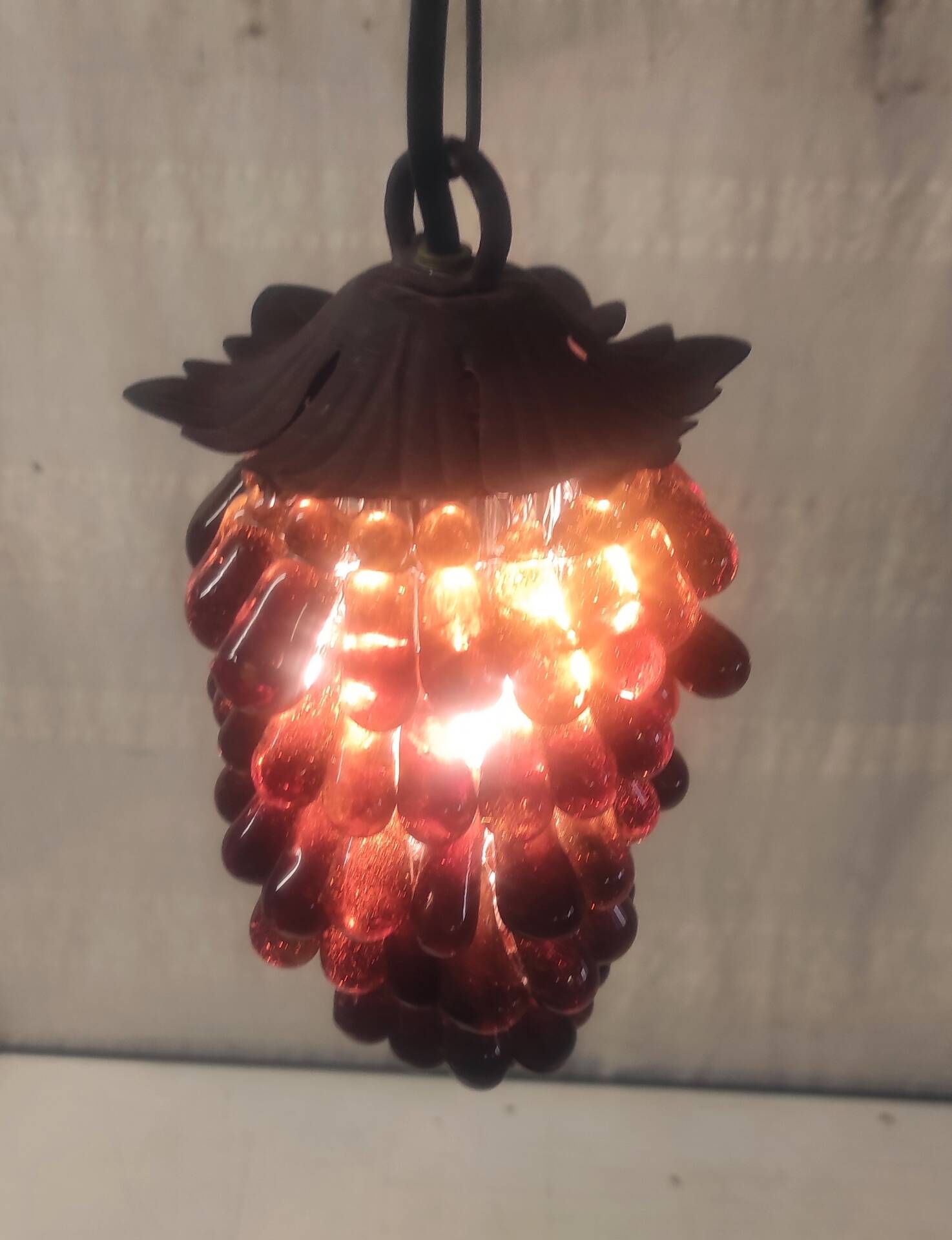Amber Murano glass cluster pendant - mid 20th century