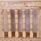 Old Burmese teak railing panel with original ecru patina