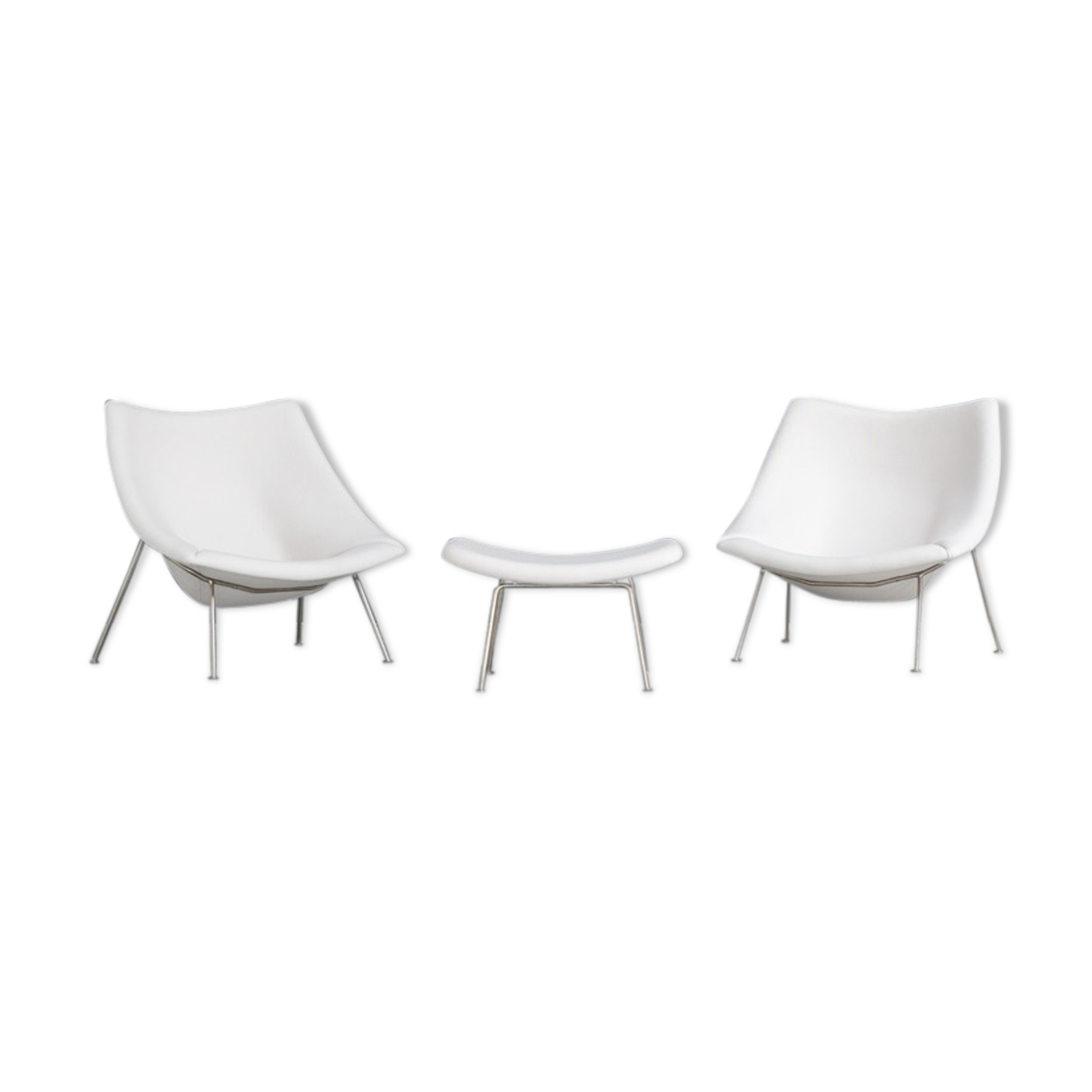 Pair of armchairs and ottoman Oyster F159 Artifort Pierre Paulin