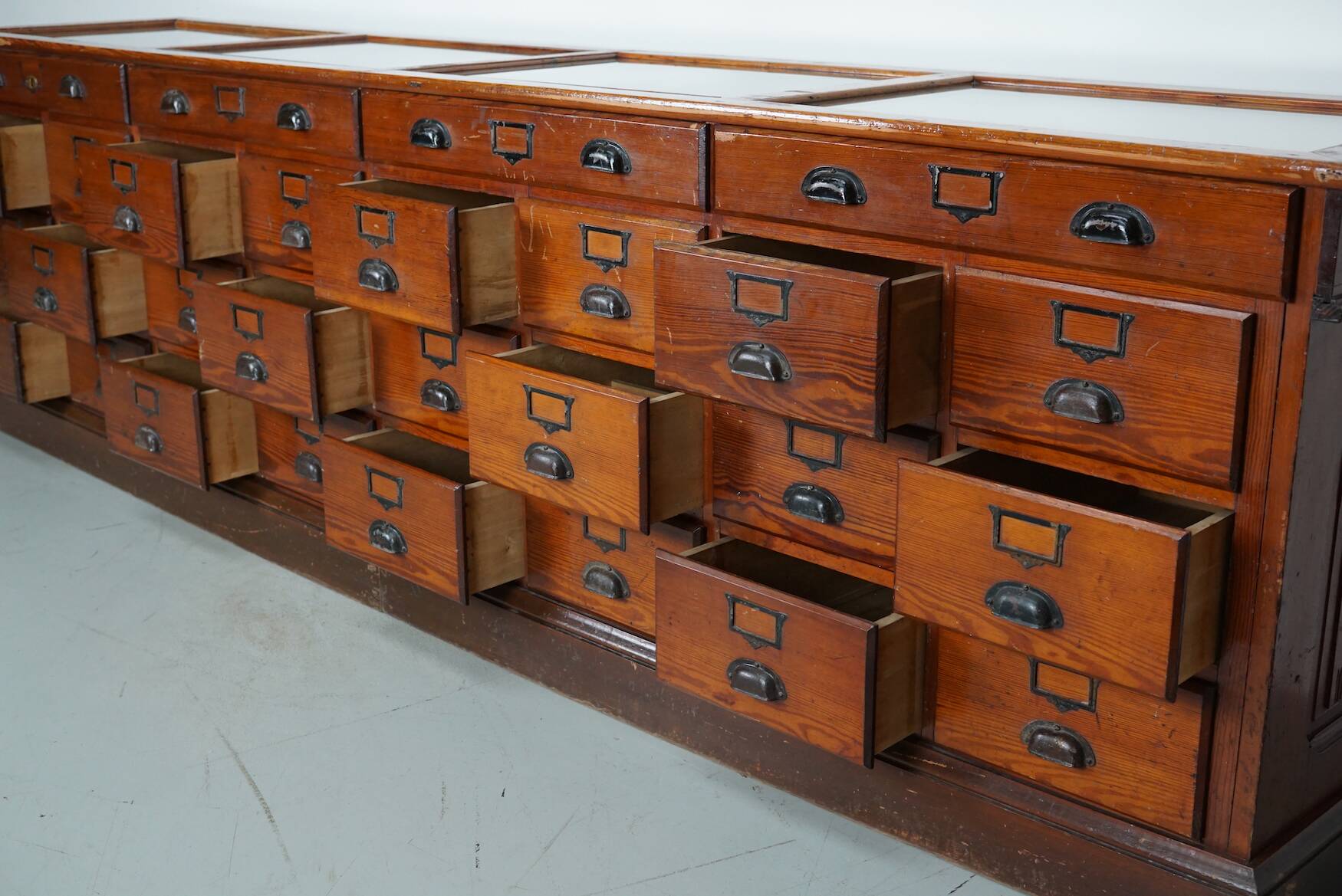 Large Pitch Pine Jewelry Counter/Cabinet, Paris, France, 1930s