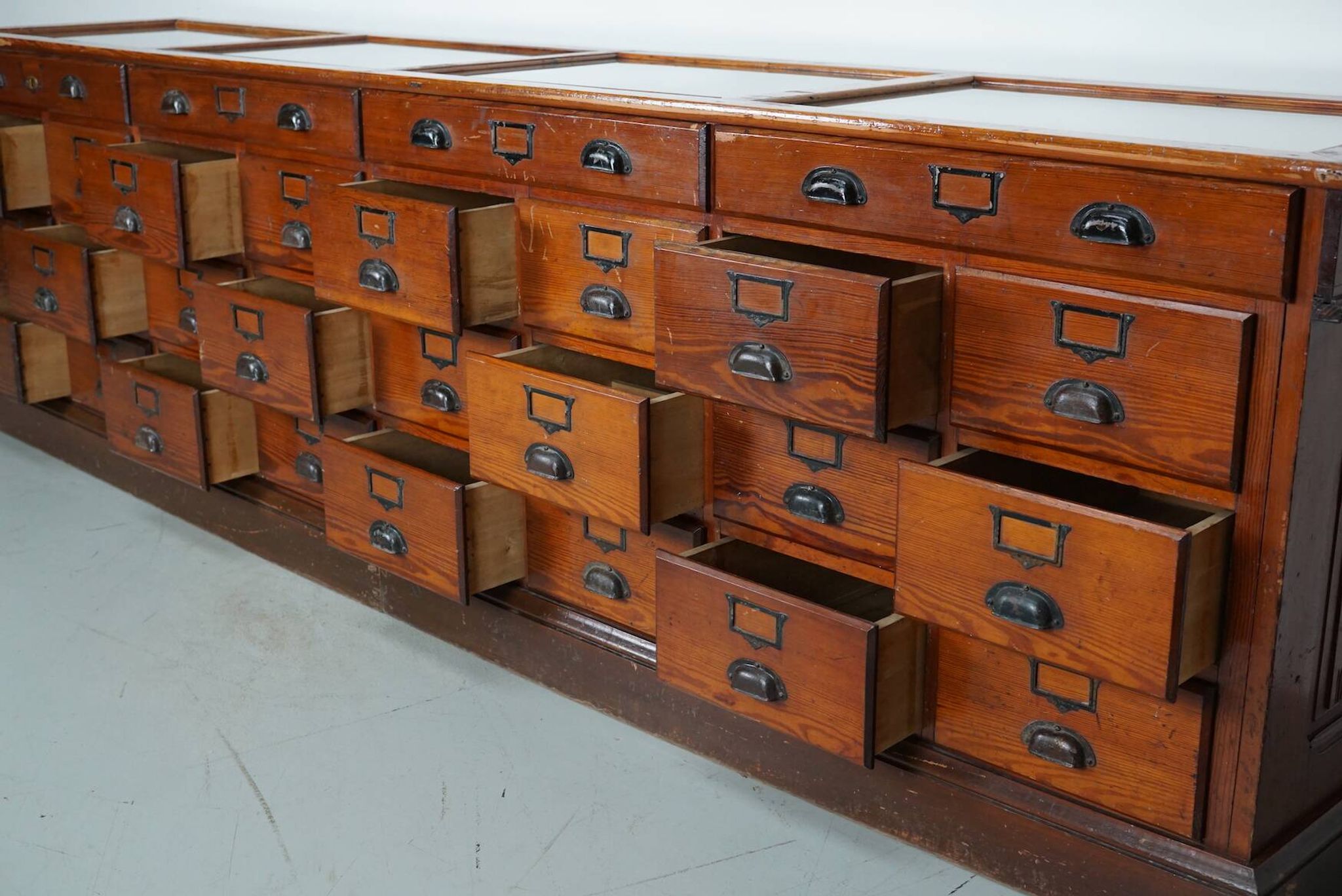 Large Pitch Pine Jewelry Counter/Cabinet, Paris, France, 1930s
