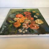 Painting bouquet of flowers oil on canvas signed