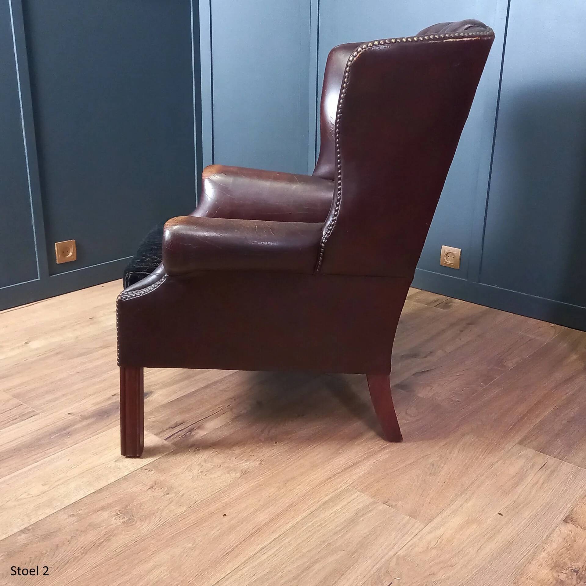 2x Chesterfield wingback armchair