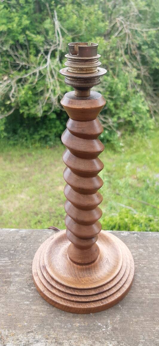 Art Deco turned wood lamp