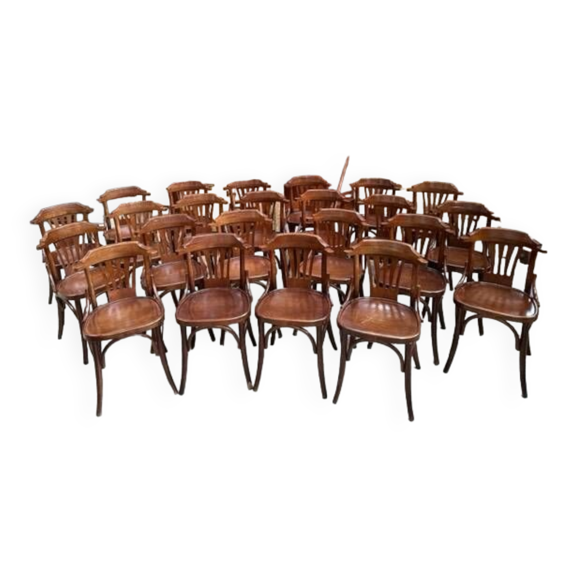 Suite of 23 bistro chairs