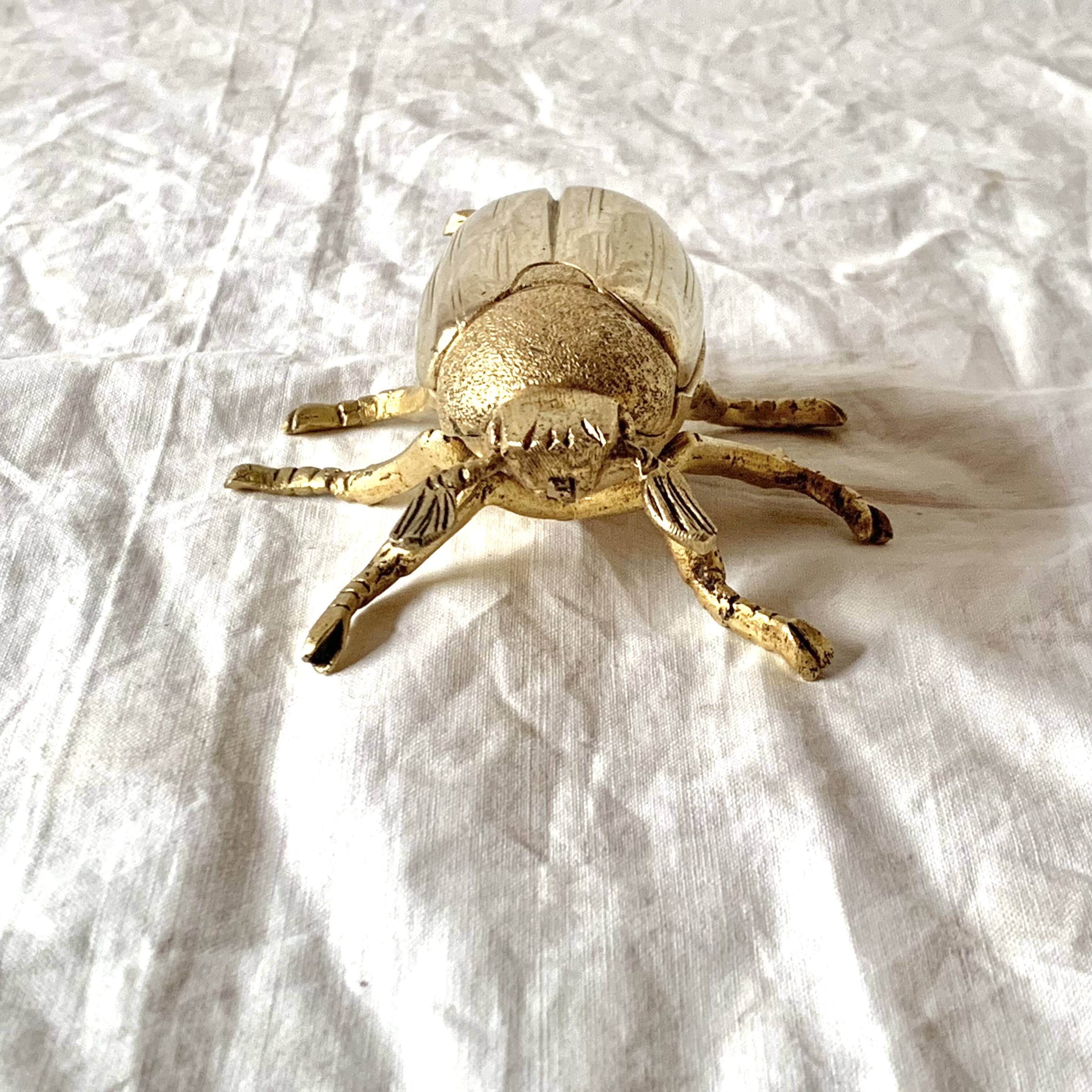 Vintage golden brass scarab