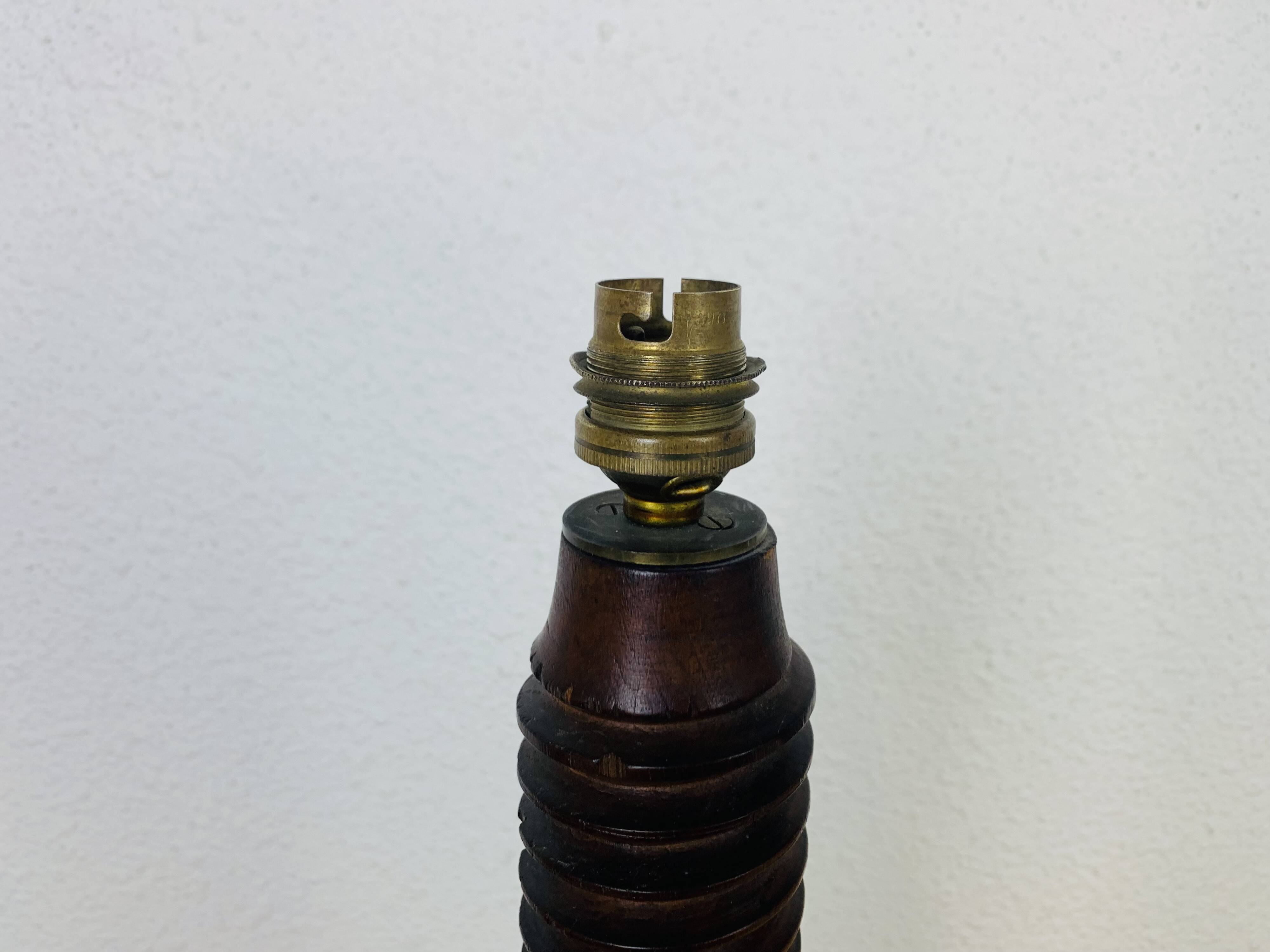 Brutalist folk art lamp 73 cm, turned wood