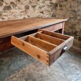 Old French farmhouse table – Rustic workshop table with 3 drawers