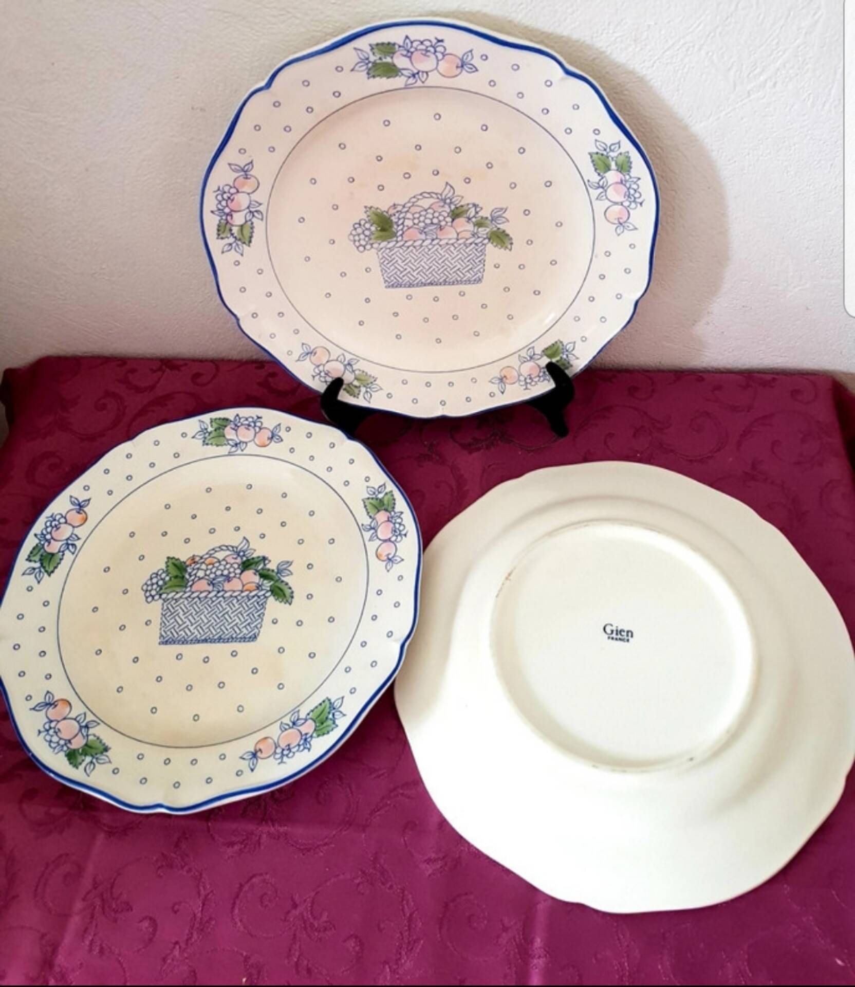 Ansemble de7 anciennes assiettes ,  Gien