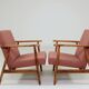 Paire de fauteuils vintage rose poudré 1970 moderne scandinave 