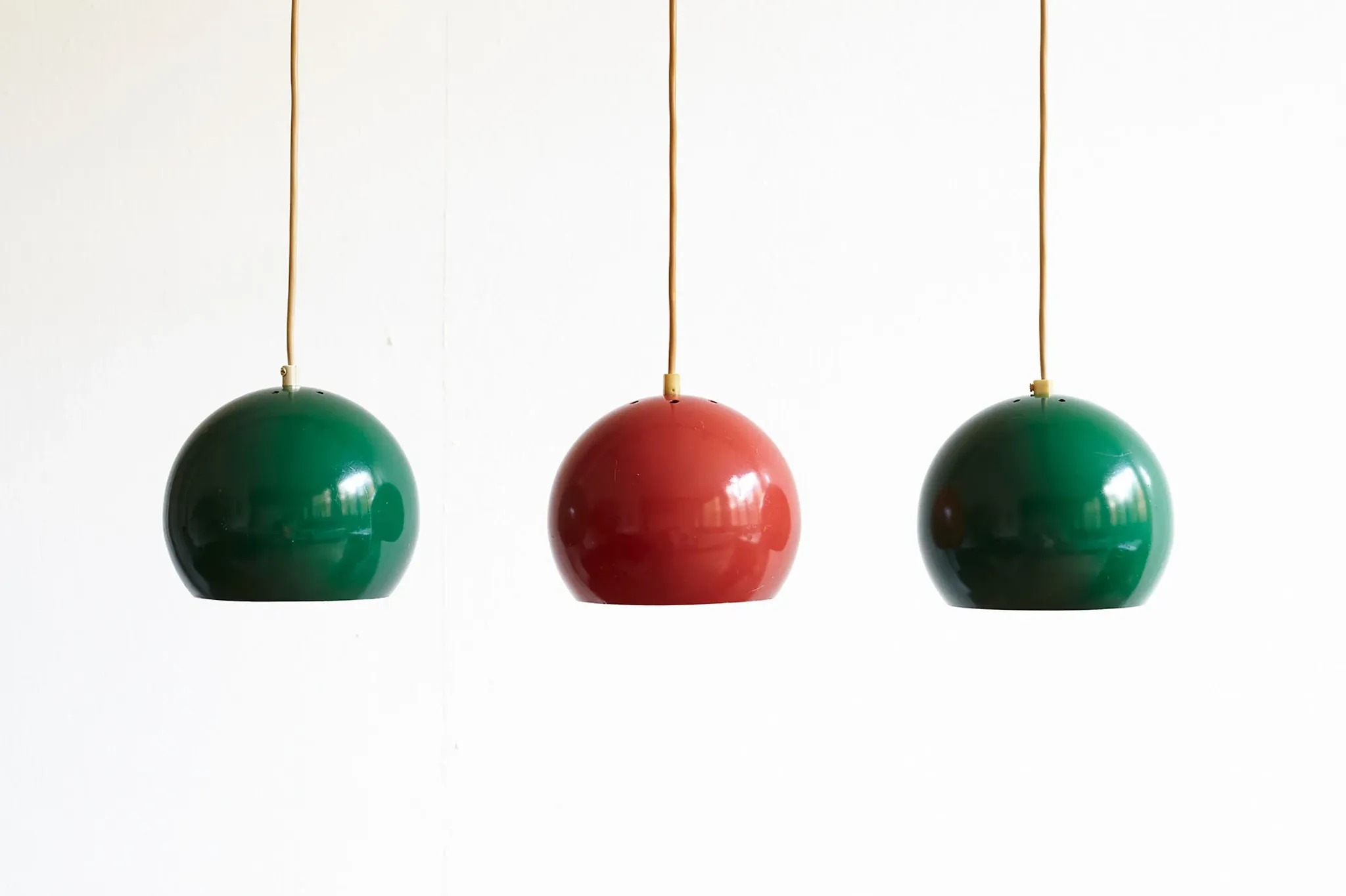 Set of Three Vintage Pendant Lights, Denmark 1970s