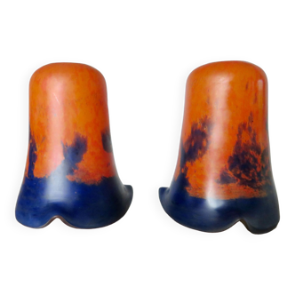 Pair of marble glass tulips