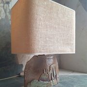 Vintage ceramic lamp signed, antique light fixture.