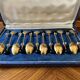 Set of 12 vintage gold-plated metal coffee/moka spoons, Cristofle.