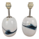 Pair of blown glass table lamps with a blue Sakura pattern by Michael Bang for Fyens Glasværk, Denmark, 1960.