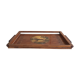 Old wooden serving tray with marquetry drawing
