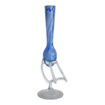 Vintage light blue mid-century artistic vase, Murano glass, Europe, 1970s.