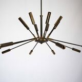 Rare Stilnovo 16-Arm Brass Sputnik Chandelier – 92 cm Diameter – Italy, 195