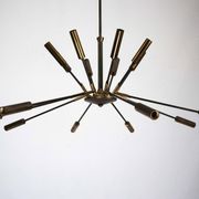 Rare Stilnovo 16-Arm Brass Sputnik Chandelier – 92 cm Diameter – Italy, 195