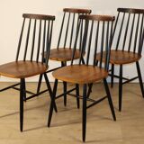 Set of 4 vintage wooden chairs, 1960.