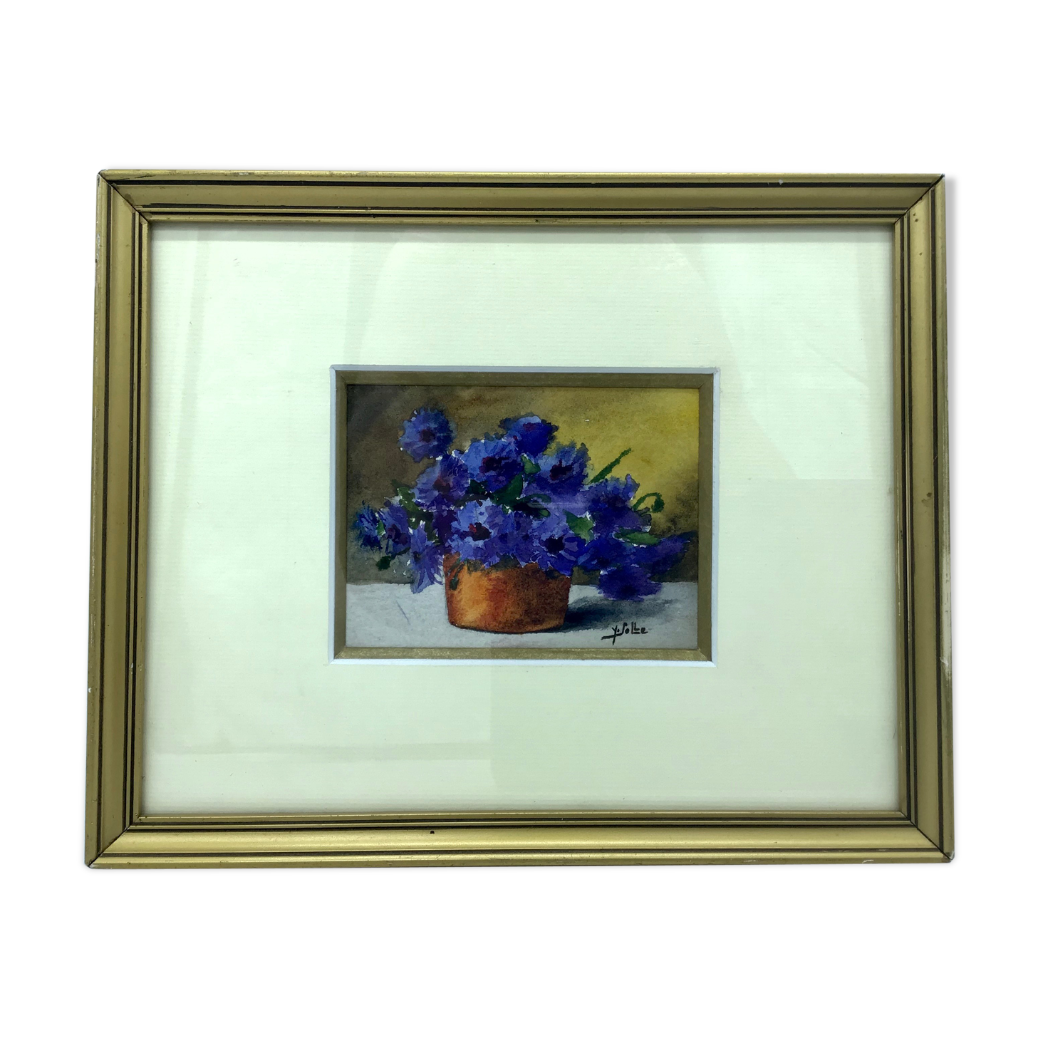 Ancient painting, still life with flowers, signed, 80s