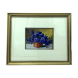 Ancient painting, still life with flowers, signed, 80s
