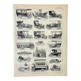 Old engraving 1898, Old car, automobile • Original and vintage lithograph