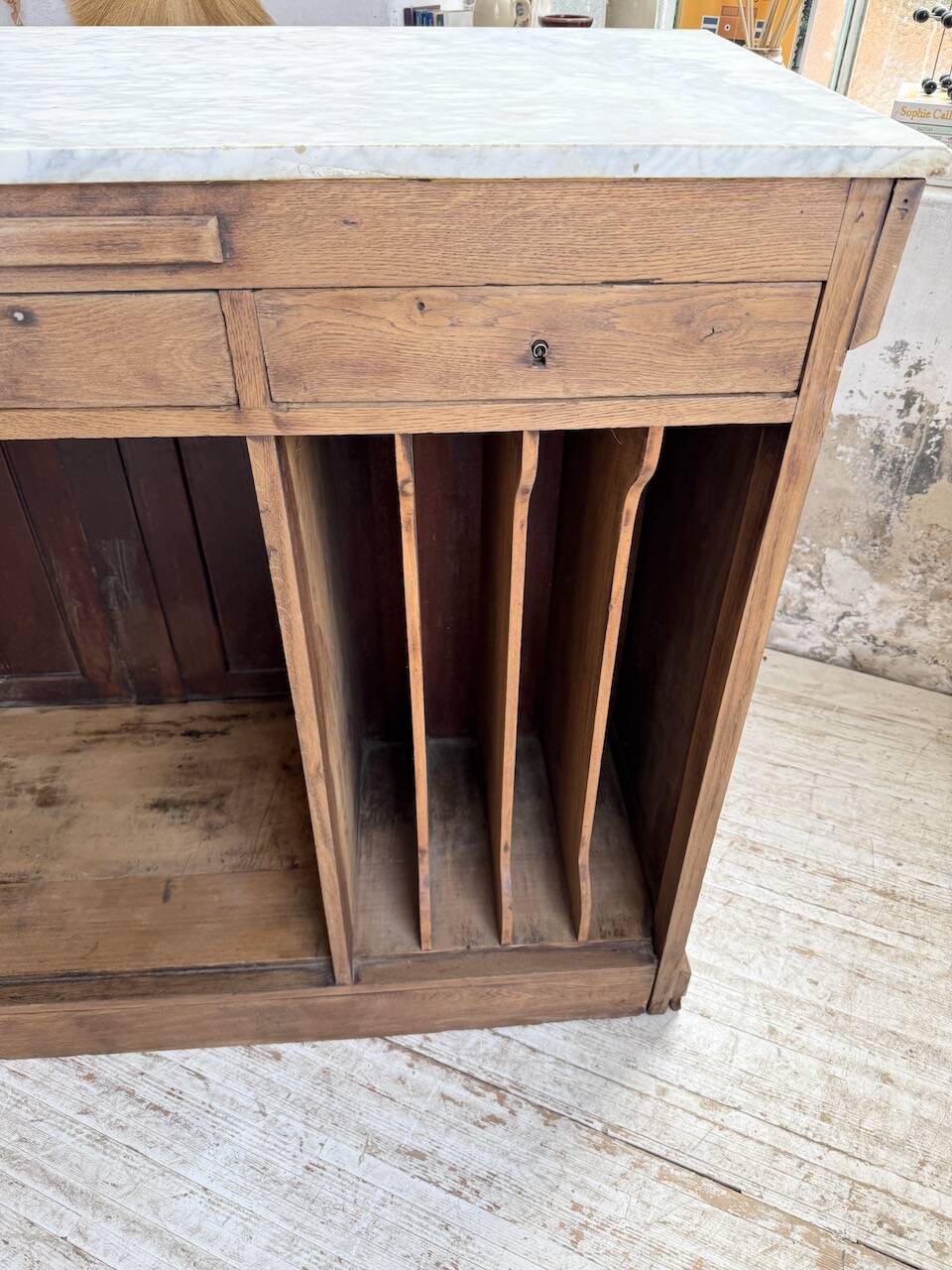 Oak and marble counter 1950