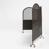 French Art Deco wrought iron fireplace screen with 3 panels