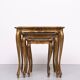 Triptych Florentine Gold and Red Wood Italian nesting Tables, 1960