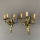 Paire d’appliques murales en bronze, XIXème siècle