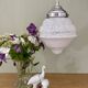 Vintage art deco globe pendant light in white Clichy glass