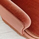 1970s, Danish set of two velour armchairs, original condition, beech wood.