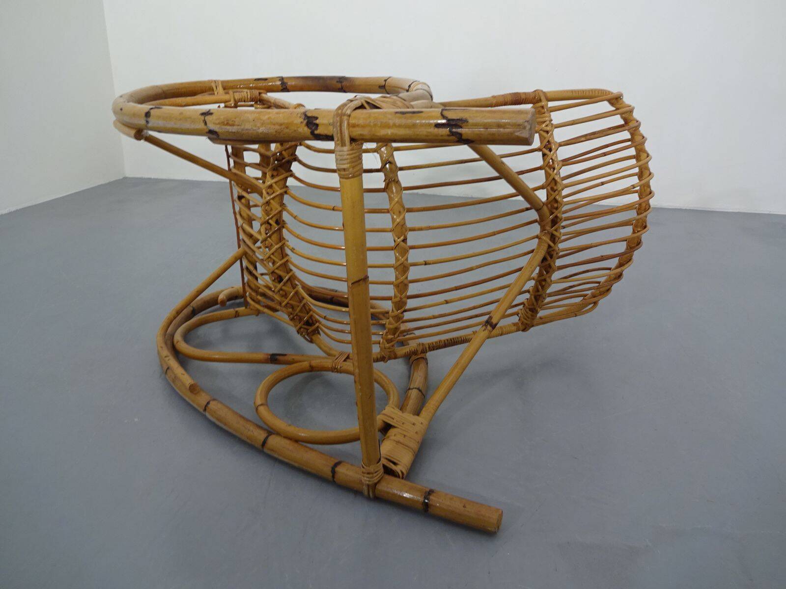 Mid-Century Italian Bamboo Rocking Chair, 1950s